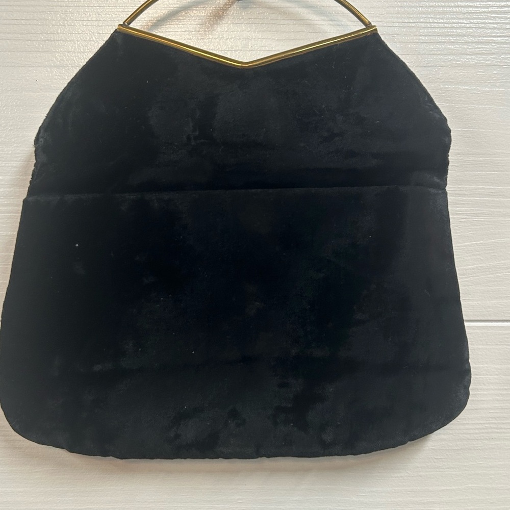 Vintage 1940’s Elegant Black Velvet Handbag